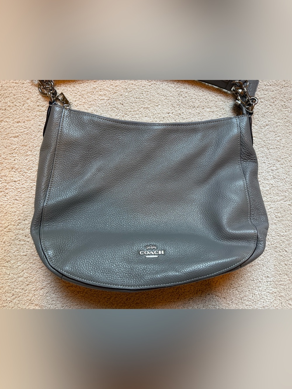 Coach Pebbled Leather Hobo Bag in Slate